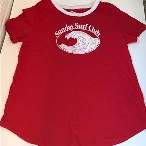 Red and white short sleeve